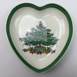 Spode Christmas Tree Heart Shaped Candy Nut Dish Box S3324-N 4"
